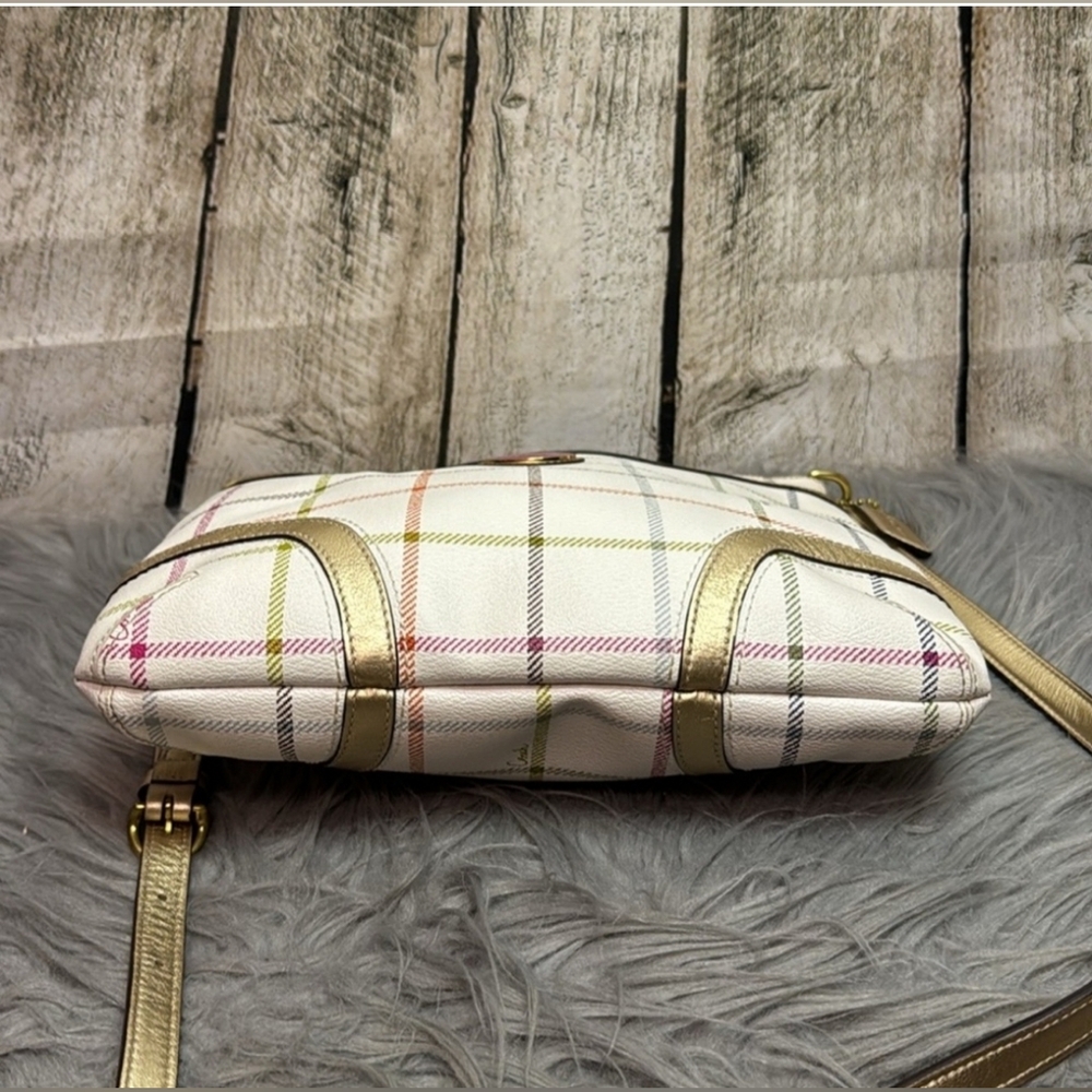 Coach Peyton Tattersal Plaid Rainbow GoldAccent Plaid Messenger Crossbody Bag - Picture 4 of 9